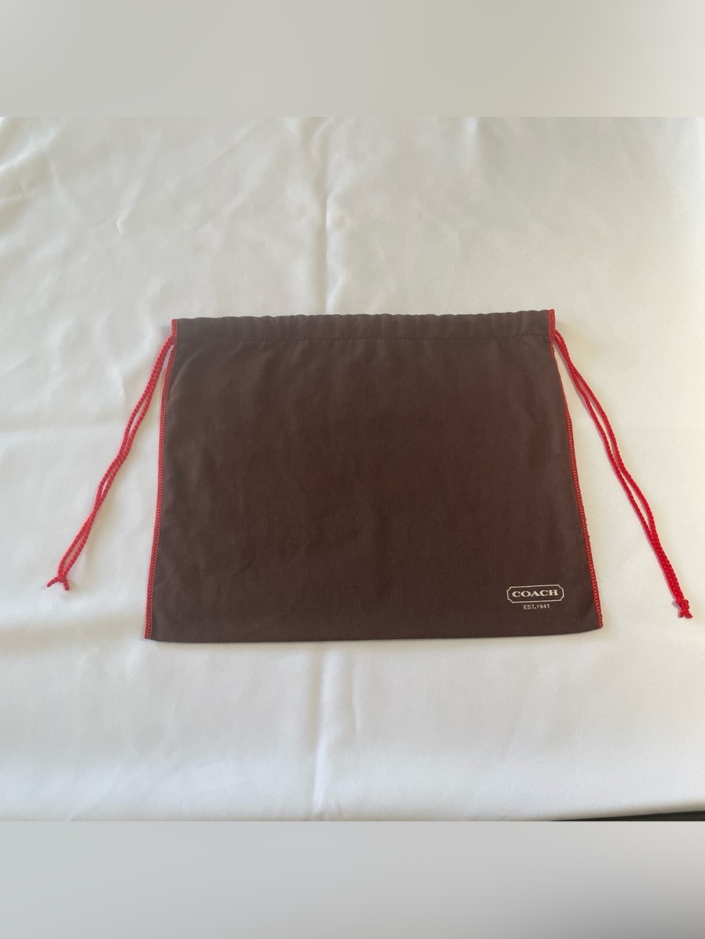 COACH Brown Dust Bag with Red Drawstrings